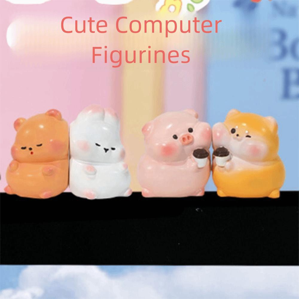 8pcs/set Desk Ornament Screen Animal Model Computer Display Center Console Doll  Monitor Screen