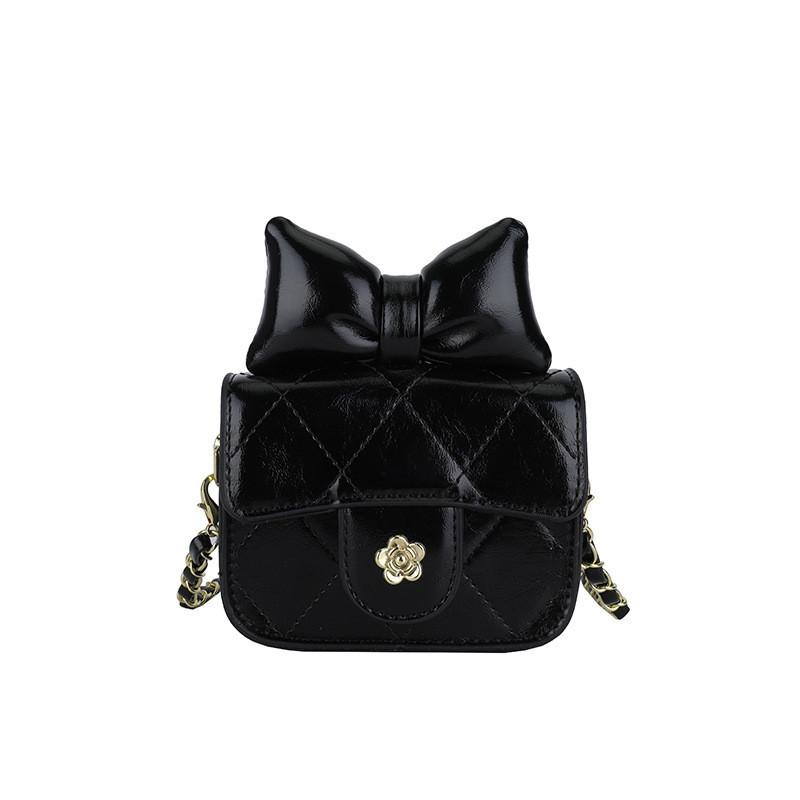 No Ip Small Pu Diamond Quilted Girls Crossbody Bag With Bow For Daily Use
