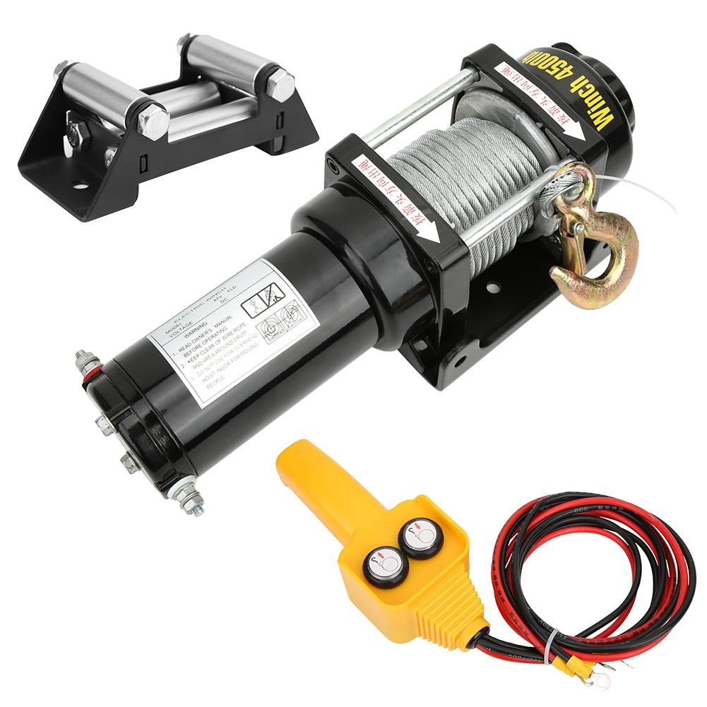 Electric Winch Mechanical Accessory 12V 4500lb Industrial Vehicle Dual Use for Off Road