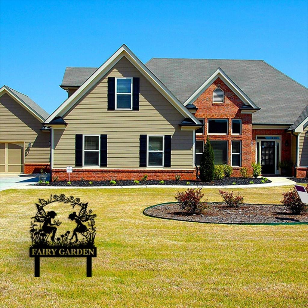 Custom Metal Fairy Garden Sign for Outdoor Decor Personalized Classic Design Pole Mount