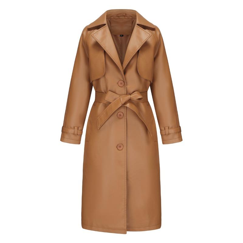 Trench coat da donna giacca lunga larga giacca di pelle da donna OVERSIZE giacca classica con bavero con cintura