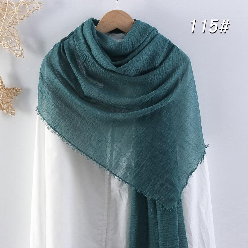 Sciarpa da donna in cotone lino seta - Per tutte le stagioni, colore unito, versatile foulard per testa e parasole