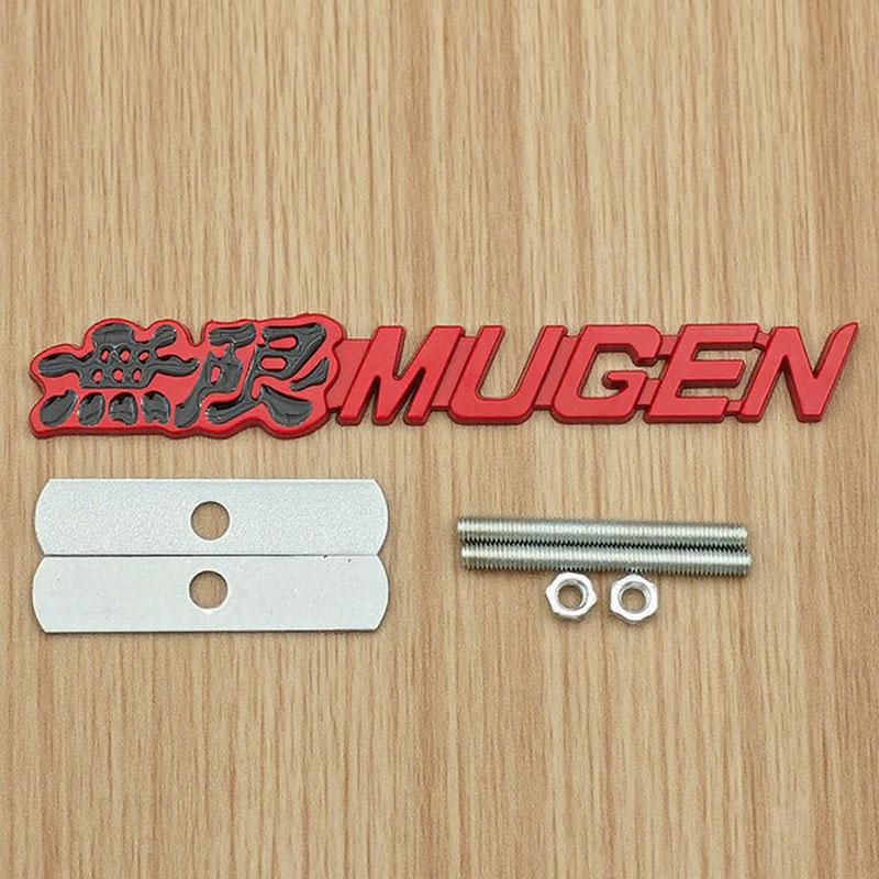 3D Metal Letters Mugen Emblem Car Front Grille Logo Rear Trunk Sticker Fender Side Badge for Auto Exterior Accessories