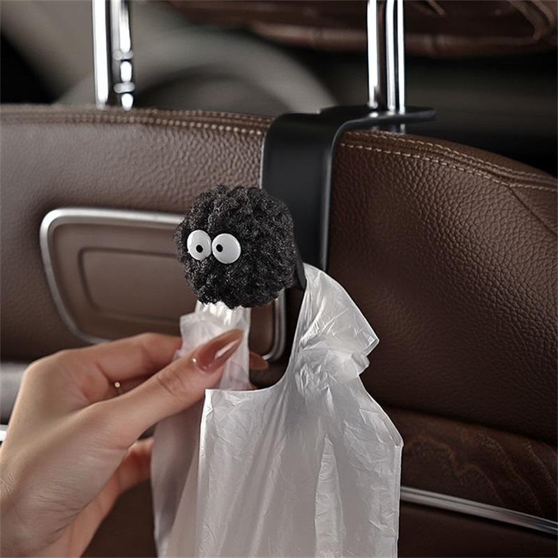 Cute Little Coal Ball Car Seat Back Hook Portable Auto Back Seat Organizer Hanger Storage Holder Auto Interior Accessories