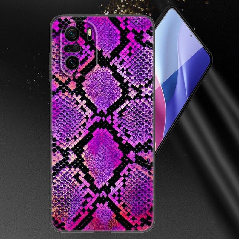 Sexy Python Snake Skin Phone Case For Xiaomi Mi POCO X3 NFC GT M4 M3 12 11T 10T Pro A3 11 Lite NE 5G 12X 11i F3 Soft Black Cover