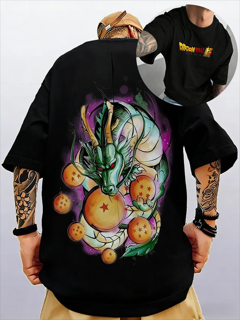 New Dragon Ball Anime Goku Roundneck Shortsleeved 2026 Summer American Mens Loose and Breathable Sports Cotton Tshirt