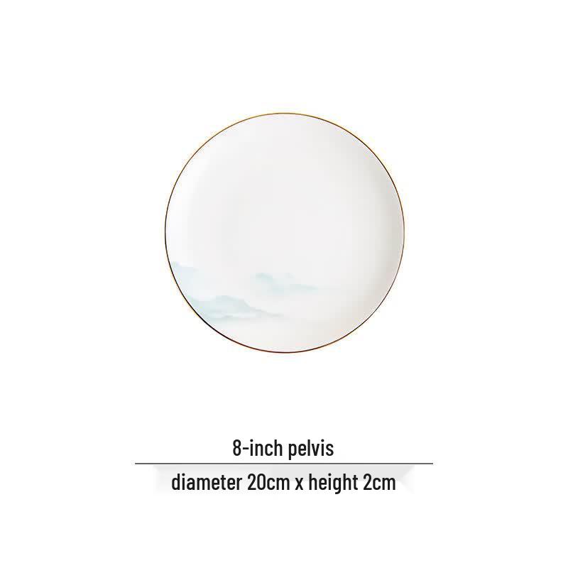 Xiuzhi Chinese Landscape Gold Rim Bone China Dinnerware