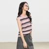 Elva' Island Striped Sleeveless Pullover Knit Top