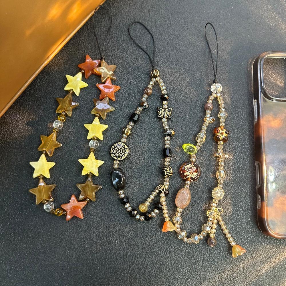 Vintage Phone Strap Beaded Pendant Women Elegant Luxury Short Anti-Loss Camera Chain Mobile Lanyard