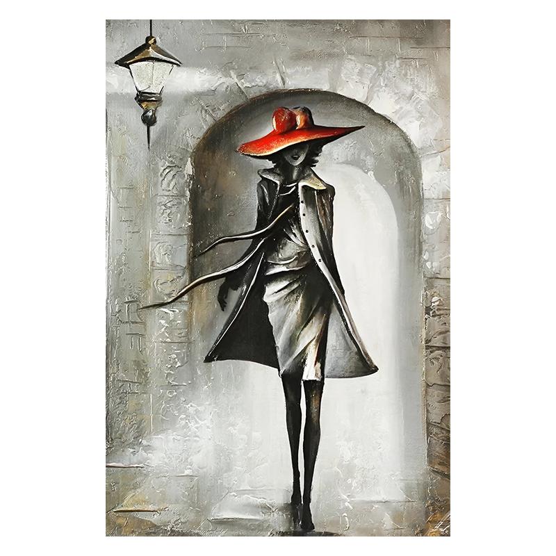 

Золота пара з парасолькою, міський пейзаж, полотно, картини, плакати, друк, абстрактні романтичні настінні картини для домашнього декору кімнати 40x50cm No Framed