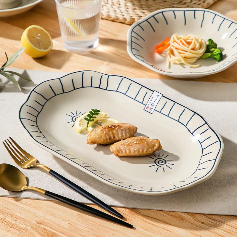 Sada japonského keramického nádobí: Rýžové misky, talíře a nádobí pro restaurační použití