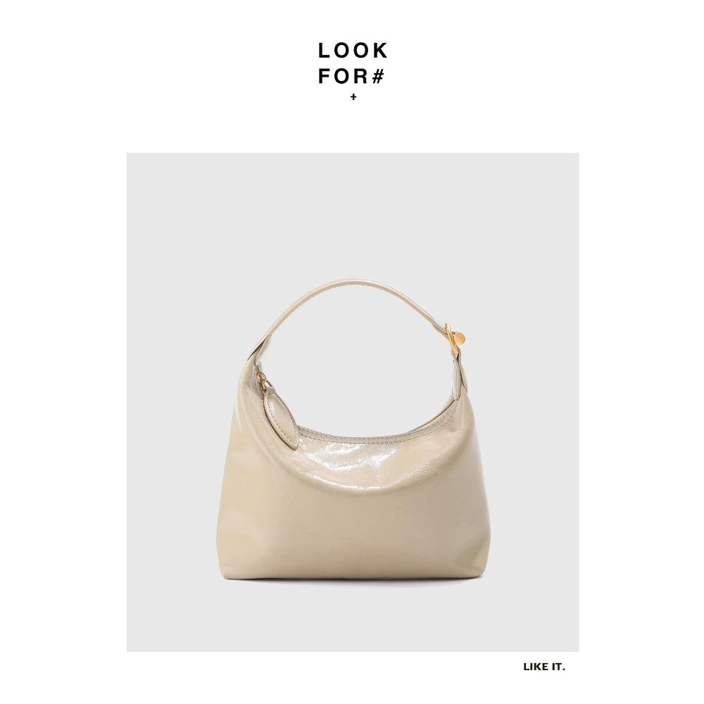 Niche cowhide handbag women's high-end leather underarm bag simple commuter handbag single shoulder crossbody lunch box bag