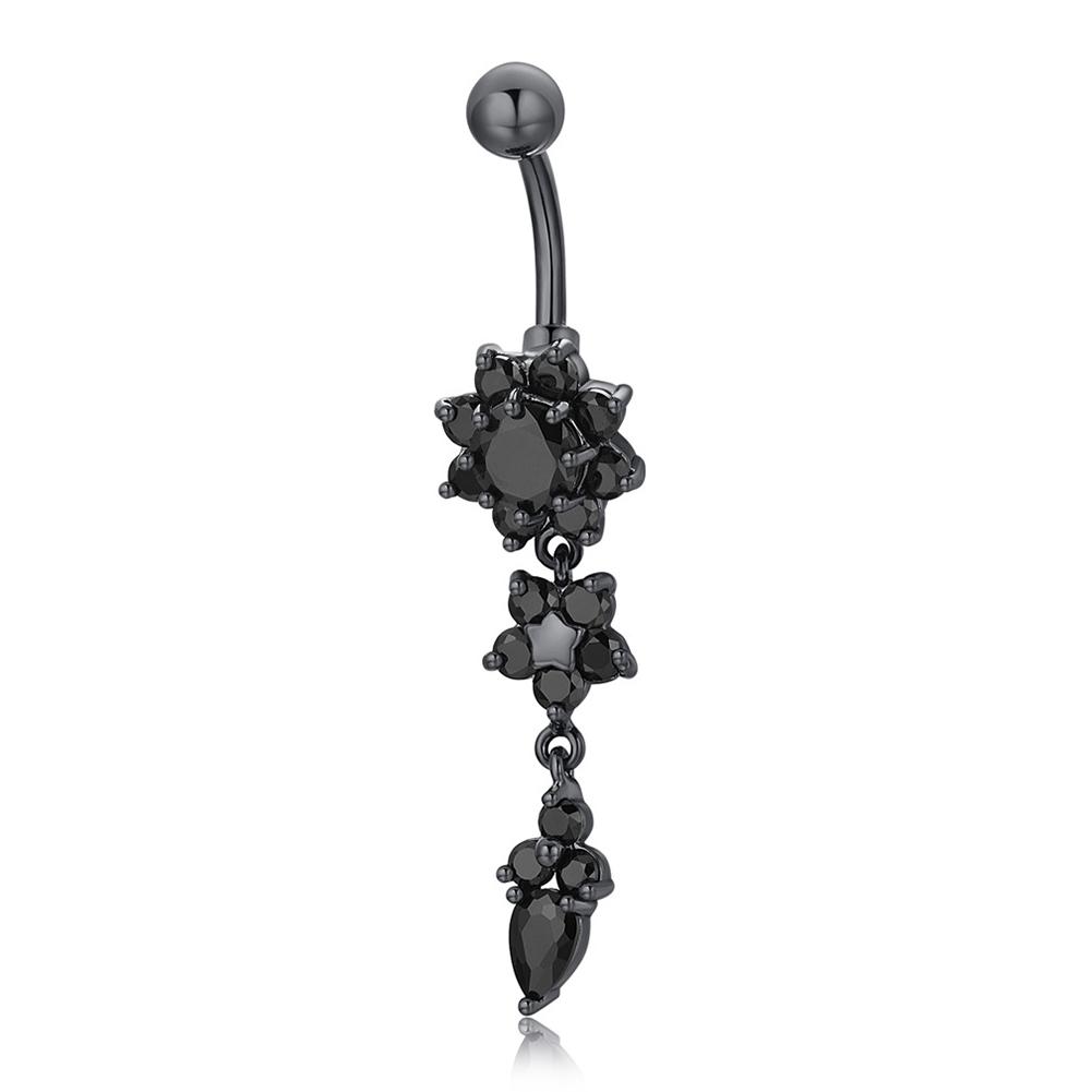 Exquisite Stylish Floral Style Piercing Navel Nail Sexy Body Jewelry Pendant Crystal Belly Button Rings