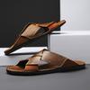 Large Size 48 Split Leather Slippers Men's Sandals Beach Flip Flop Summer Men's Shoes