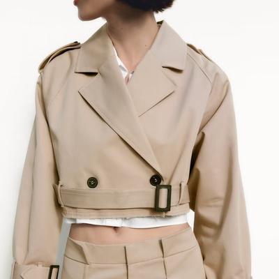 Autumn Women's Fashion Short Long-sleeved Casual Solid Color Windbreaker Jacket