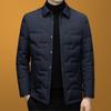 Men's Quilted Puffer Jacket Lapel Collar Single Breasted Casual Winter Coat
