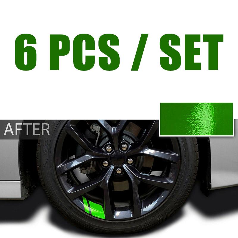 6Pcs Car Sticker Reflective Car Wheel Rim Vinyl Warning Stickers Hash Mark Stripe Racing Wheel Hub Decals for Size 16" - 21"