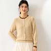 26 Year Spring Long-sleeved Cardigan with Mulberry Silk, Contrasting Color Collar and Pearl Buckle, High-end Women's Knitted Sweater