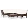 6 Piece Garden Lounge Set with Cushions Poly Rattan Brown