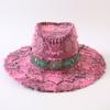 European and American Classic Retro Old Plaid Burr Jazz Hat Men's and Women's Outdoor Sunscreen Sunshade Big Eaves Western Cowboy Hat