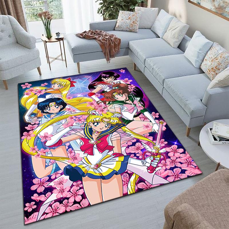 Cute Cartoon Theme Sailor Moon Tsukino Usagi Cartoon Rug Multifunctional Household Anti-slip Decorative Door Mat, Outdoor Floor Mat, and Carpet Y7