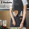 2‑Pack Stain‑Resistant Striped Sleeveless Aprons, Polyester Work Apron Set with Front Pockets for Home Kitchen & Catering