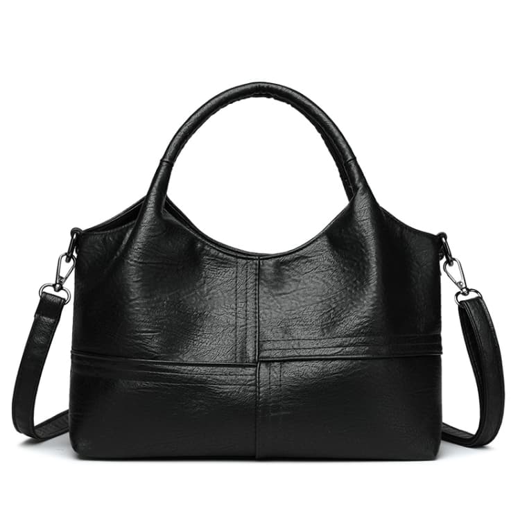 Vintage soft leather large capacity tote bag чёрный