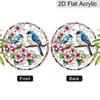 2D Flat Acrylic Peach Blossom Birds Suncatcher Decorative Hanging Ornament, 7.87/11.81inches Love Birds Home Window Porch Wall Garden Tree Decor