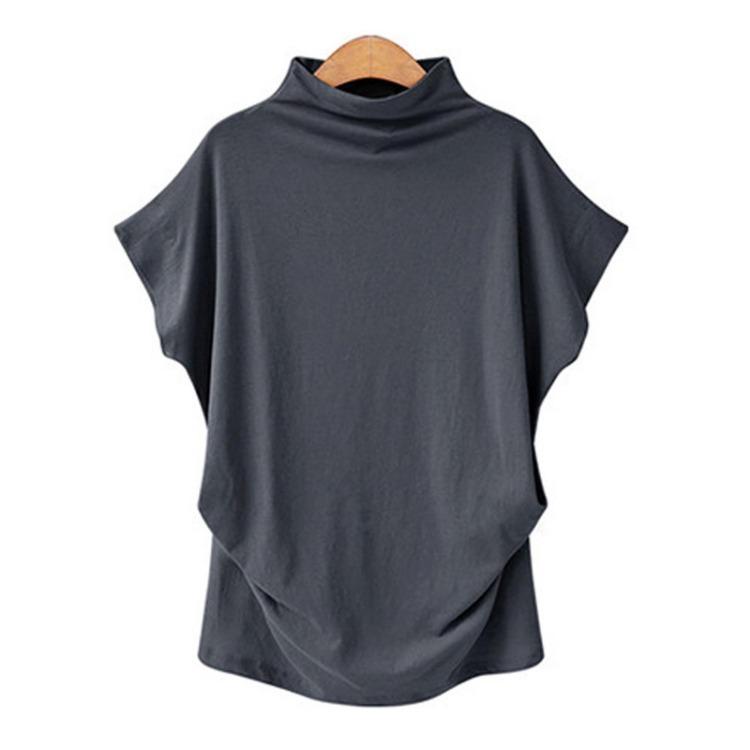 

Crewneck Short Sleeve Turtleneck T Shirt for Women XXL