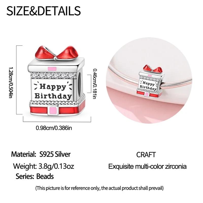 Charms Original Copper Birthday Gift Box Beads Fit Bracelet Diy Fine Gift Women Delicate Jewelry Accessory