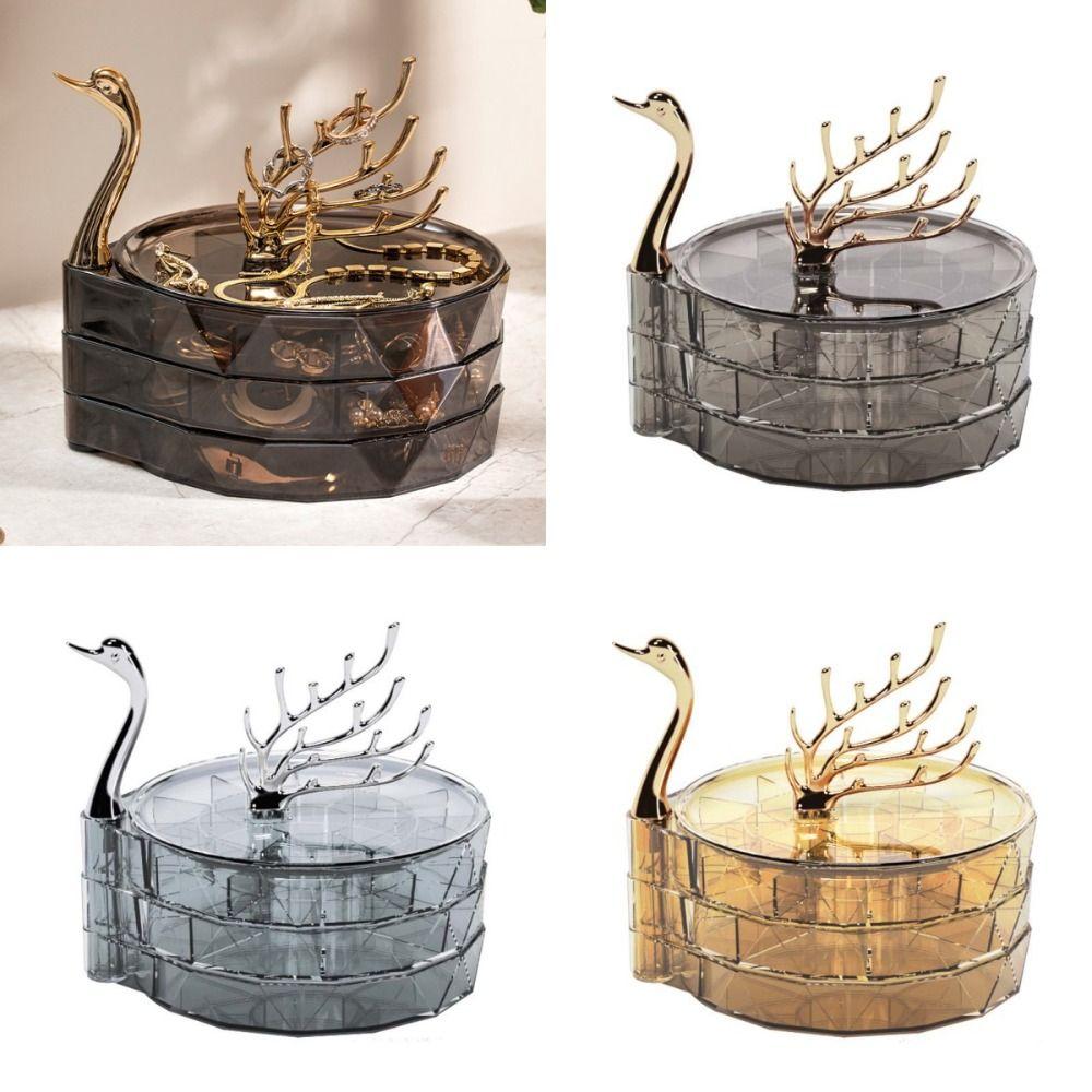 Large Capacity Necklace Earring Storage Box Multi-Layer Rings Display Box For Women