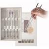 Korean Flat Chopsticks [5 Sets][Made in Korea] 304 Premium Stainless Steel Mukbang Utensil Cutlery Silverware Metal Chopsticks (Orchid Painting)