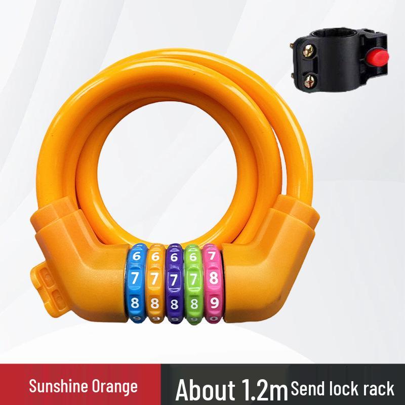 Portable Frosted Steel Cable Bicycle Lock with Anti-Theft Combination for Mountain Bikes and Electric Vehicles