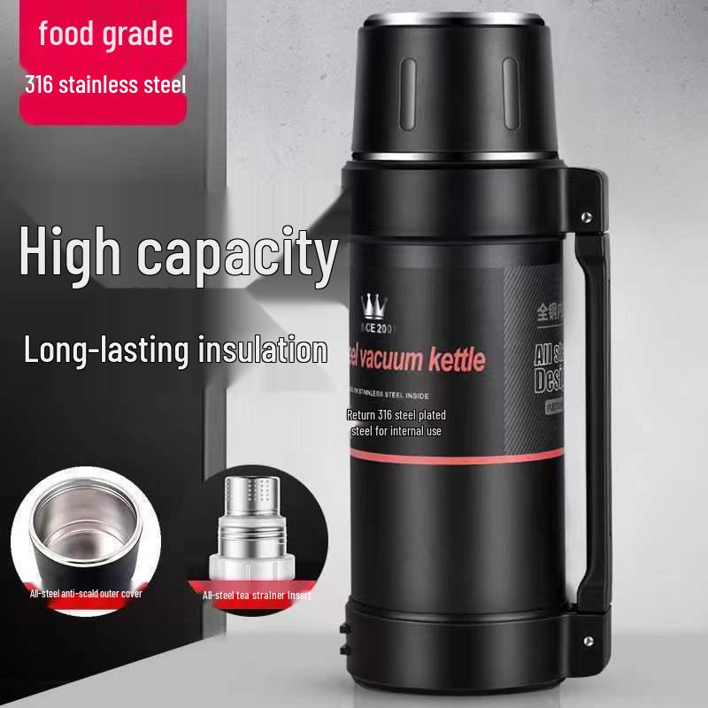 316 Stainless Steel Insulated 2L Travel Thermos - Portable Outdoor Water Bottle
