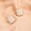 The New Retro Fabric Earrings Have a Sense of Design, Silver Needle-encrusted Diamond Plaid Earrings Have a Fresh and Sweet Temperament