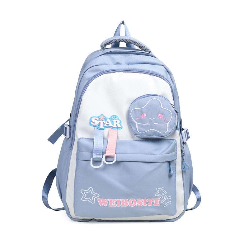 Women's Large Capacity Backpack Color Block Student Schoolbag Shoulder Bag