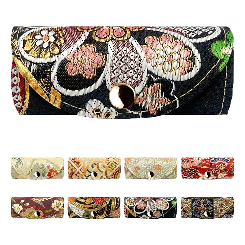 

[leo&aoi] Nishijin textile key case ladies men s 4 consecutive smart key tri-fold key case key key compact key ring 4 key case 4 key hooks Japanese