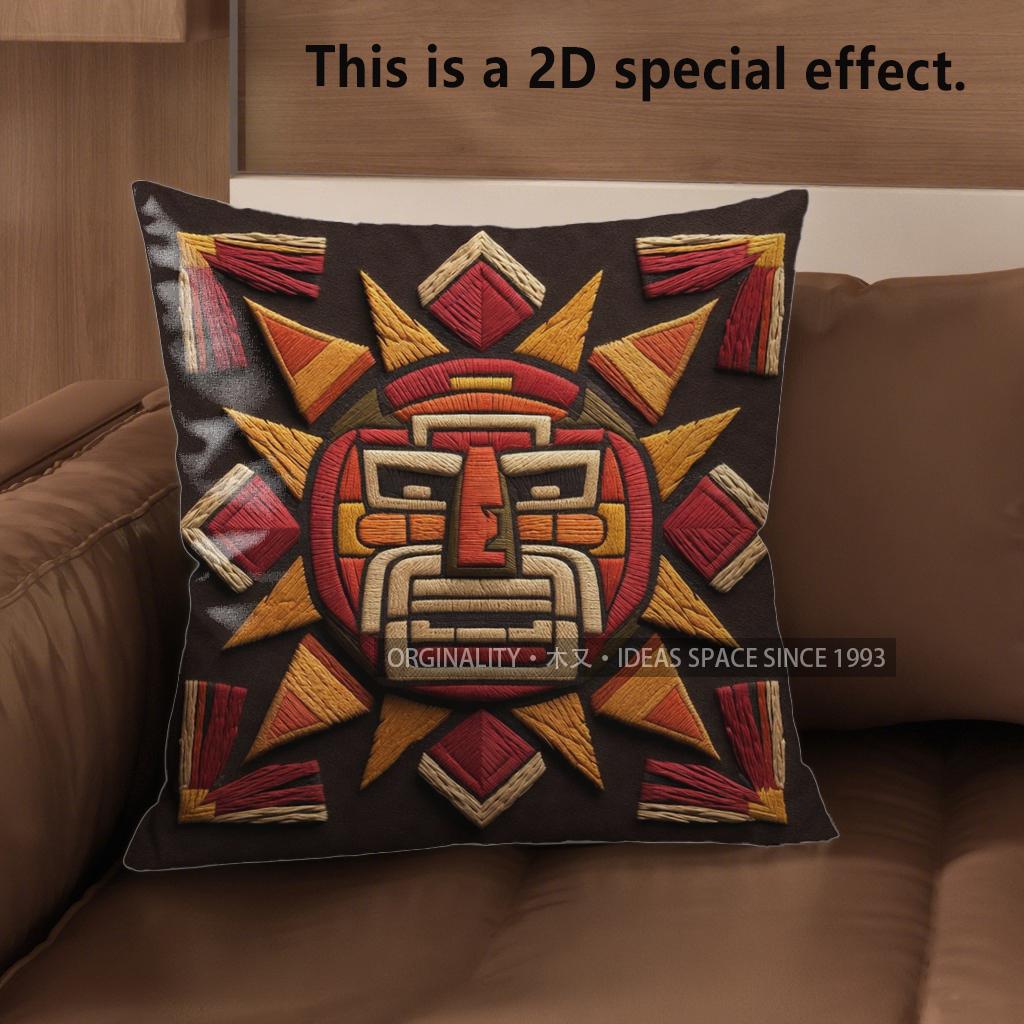 2D Boho Maya Sun Geometric Throw Pillow Cases** Pattern Cushion Cover Suitable For Sofa Bedroom Car Pillow Cover