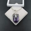 Silver-925 Pendant With Chain Purple Amethyst 122.45 Ct Natural Fancy Shape P-2072-S