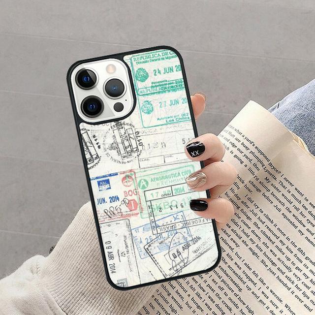 Passport Travel Stamps Phone Case For iPhone 17 Air 16 Pro Max 15 14 Plus 12 13 Soft Bumper Shell Cover Coque