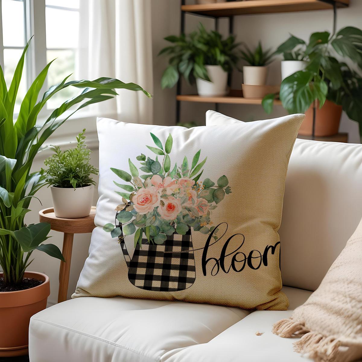 

Подушка с принтом букв Весенняя Наволочка Новая Линия Диванная Подушка Весенняя Посадка Цветочное Украшение Подушка 45 * 45Cm