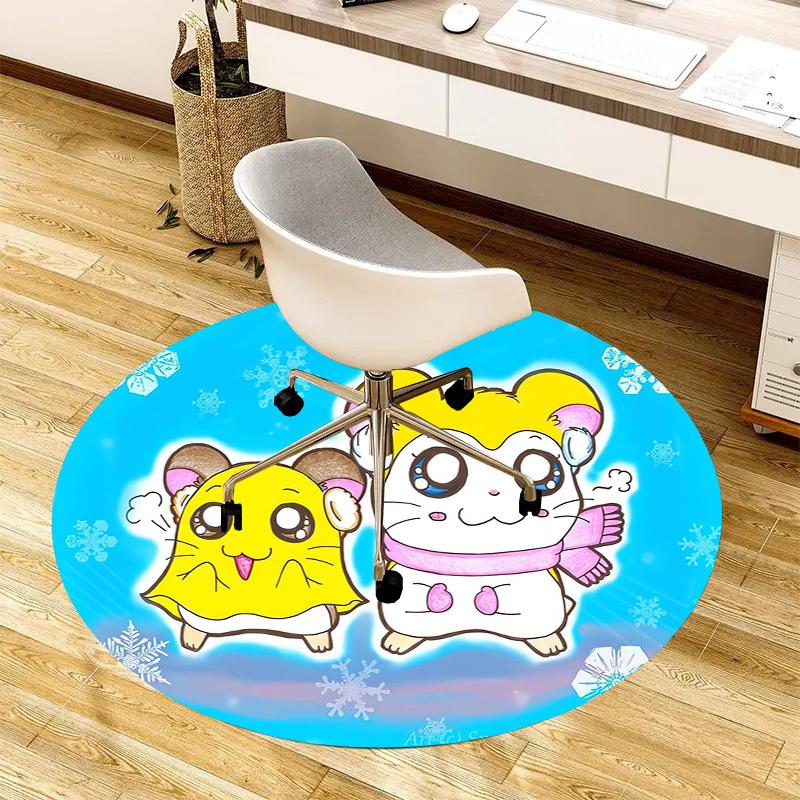 1pc Winter Hamsters Round carpet, Made of Polyester,Perfect for Decorating Office Chairs, Living Rooms
