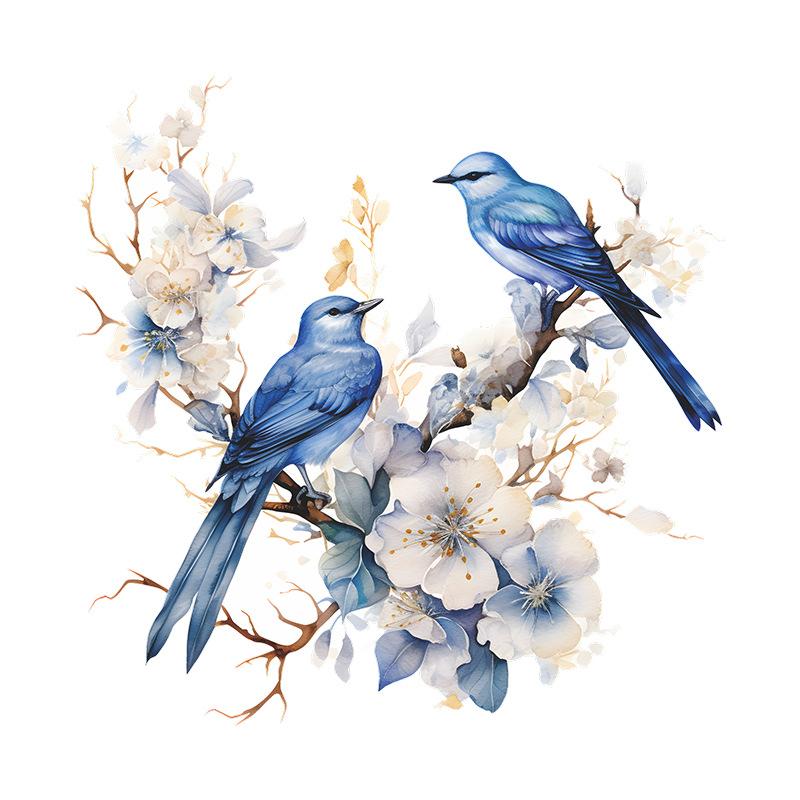 Painted Branch Flower Birds Wall Sticker Bedroom Living Room Porch Home Background Decoration Self-adhesive Decals