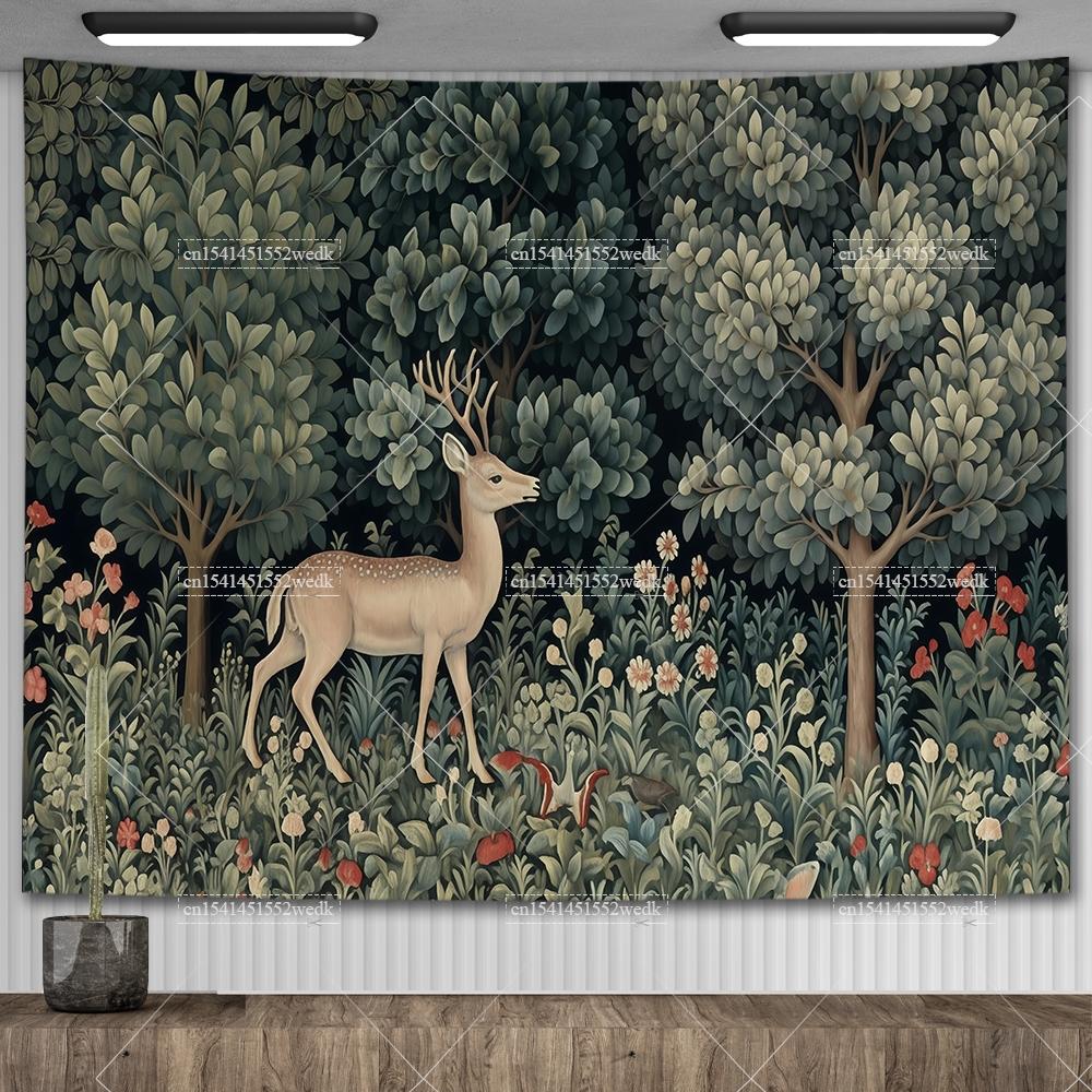 Tapisérie Lady and The Unicorn Středověká tapisérie Nástěnný závěs Tištěný bytový dekor Tapiserie Tapiserie na pozadí Potah pokoje na postel