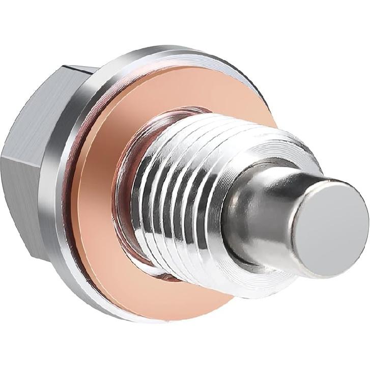 Магнитная нержавеющая сталь M14 x 1.5 Пробка сливного отверстия масла Поддон Сливная гайка Болт с медной прокладкой Уплотнительная шайба Совместим с большинством Ford, GM, Hyundai, KIA и M12*1.25