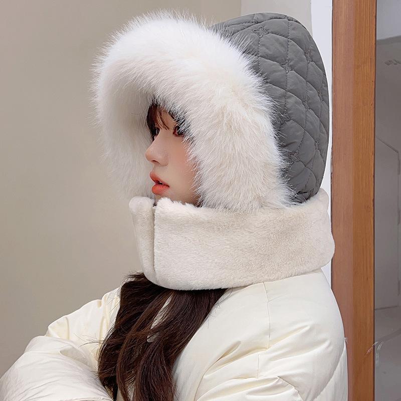 

Плюшевая шапка Лэй Фэн для женщин на зиму, плюс бархат и утолщенная теплая хлопковая шапка, шарф для шеи, цельная, артефакт для велоспорта, ветрозащитная, защита ушей one size