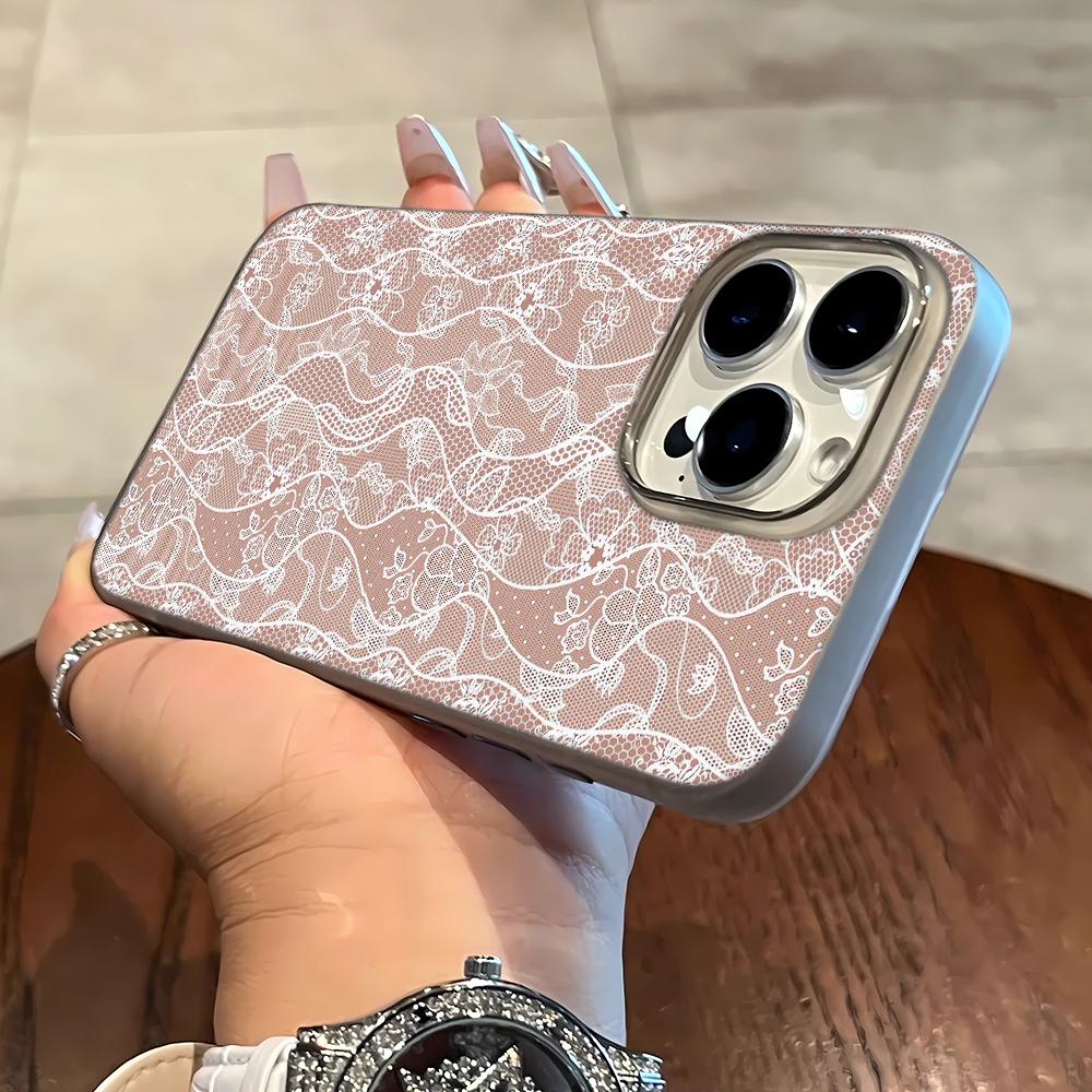 

Pink Lace Design Phone Case For IPhone 17 16 15 14 Pro 13 12 11 Max Plus 7 8 Plus XR X XS SE 2020 Shockproof Soft Silicone Cover iphone 11 Pro