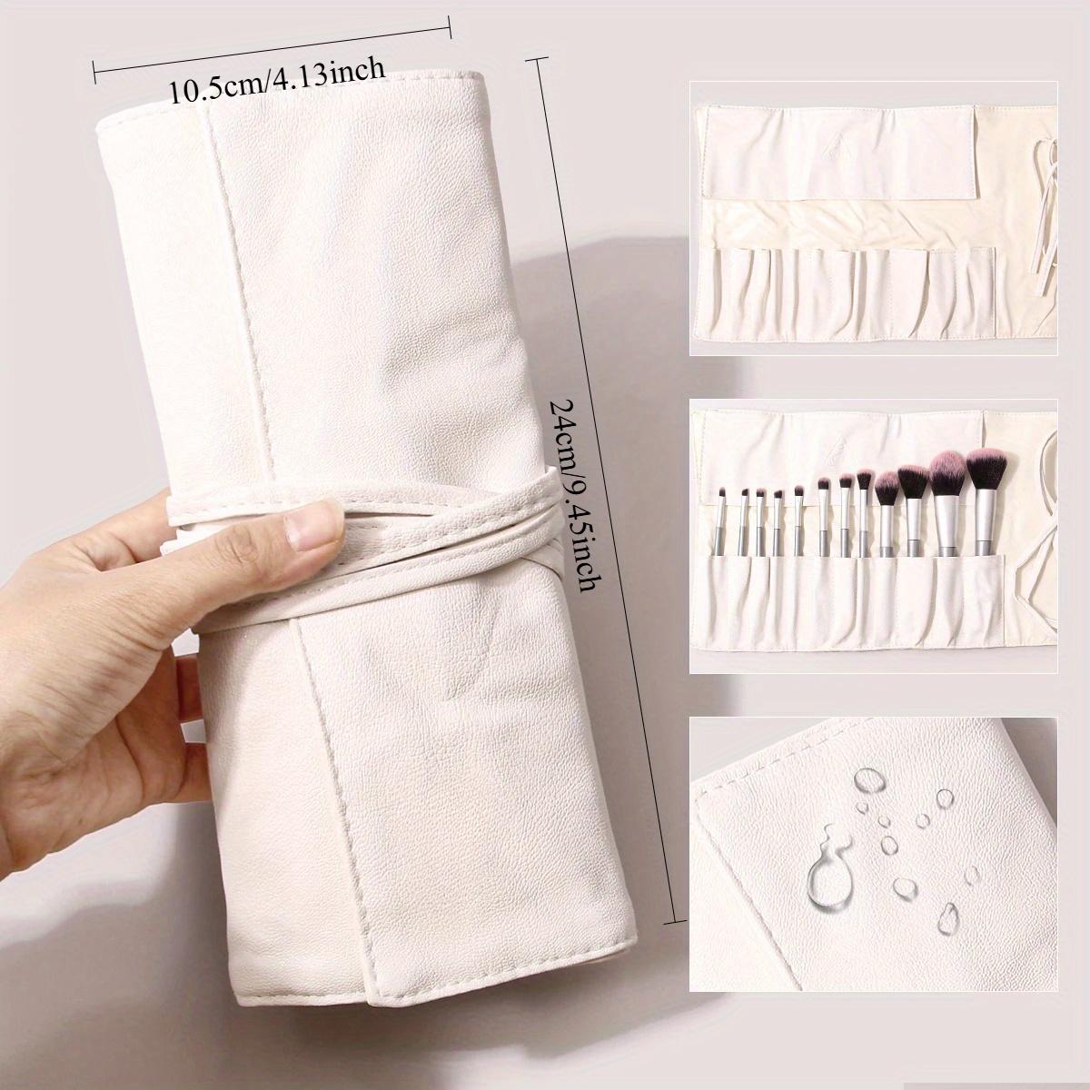 

1 шт. Черный ПУ Складной Чехол для Кистей для Макияжа Держатель для Хранения Косметичка Многоцелевой Полезный Органайзер Складной Мешочек белый