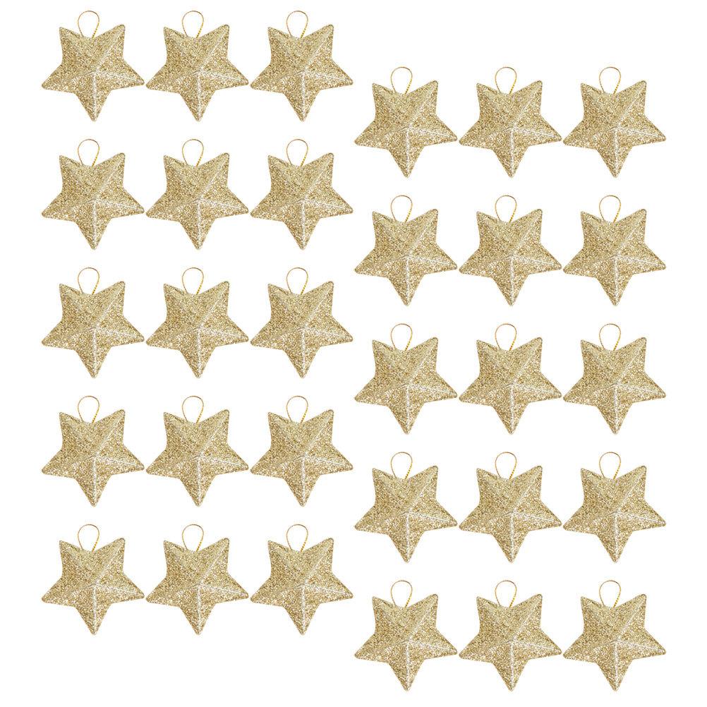 30 Stück Glitzersterne Hängende Ornamente 3D Weihnachtsbaum Dekor Party Szene Layout Weihnachten Anhänger Festliche Dekoration Baum Dekoration