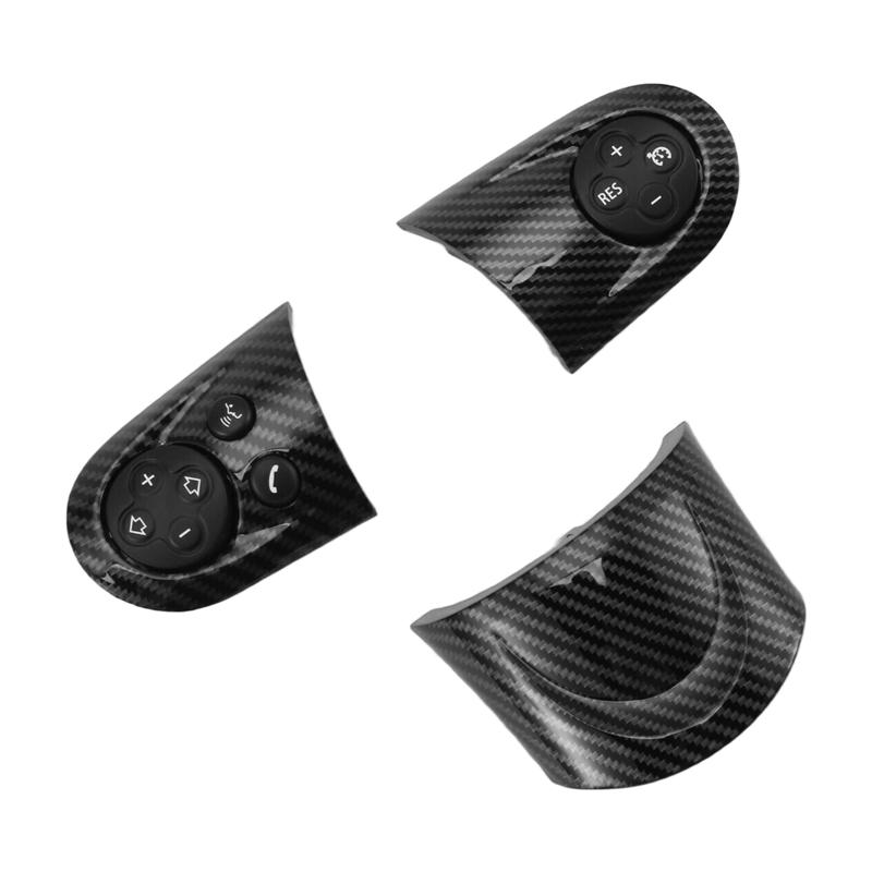 AUTO For MINI Cooper R55 R56 R57 R58 R59 R60 R61 Car Steering Wheel Switch Button Carbon Fiber Trim Cap Multifunction